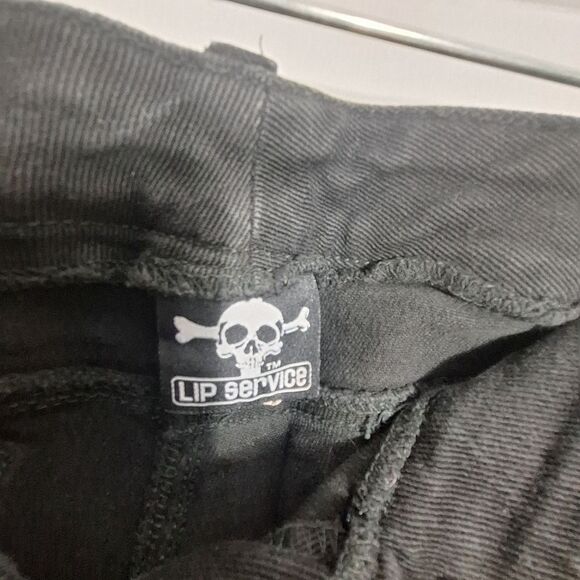 Vintage Lip Service Jeans Flared Low Rise Black Rock Metal Grunge Goth Y2K 9 - Picture 6 of 15
